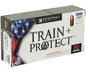 Federal Train + Protect Ammunition 9mm Luger 115 Grain Versatile Hollow Point 50rds