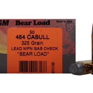 HSM Bear Ammunition 454 Casull 325 Grain Lead Wide Flat Nose Gas Check Box of 50