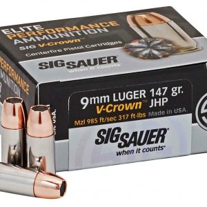 Sig Sauer Match Elite Ammunition 9mm Luger 147 Grain V-Crown Jacketed Hollow Point Box of 50