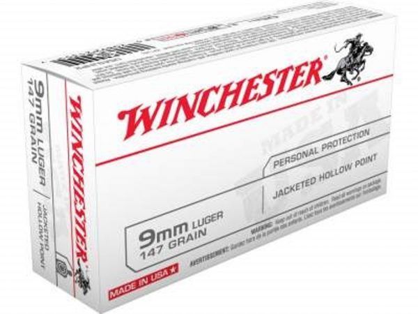 Winchester 9mm Luger 147 gr JHP Jacketed Hollow Point USA 50/Box