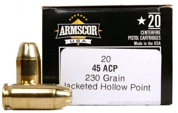 Armscor USA .45 ACP Ammunition 20 Rounds JHP 230 Grains AC45A-10N